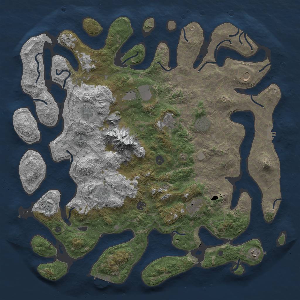 Rust Map: Procedural Map, Size: 5000, Seed: 60102022, 18 Monuments