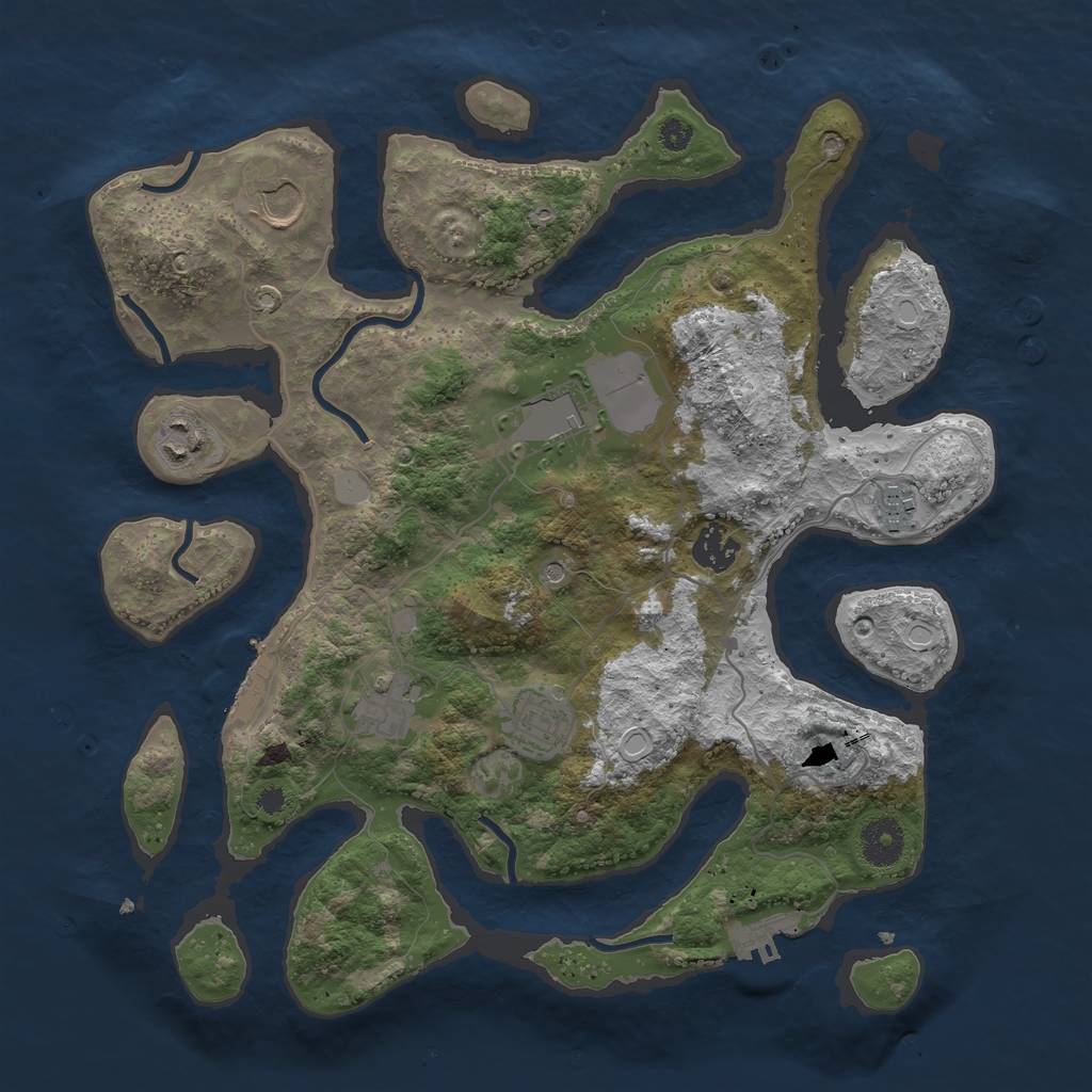 Rust Map: Procedural Map, Size: 3550, Seed: 755988, 15 Monuments