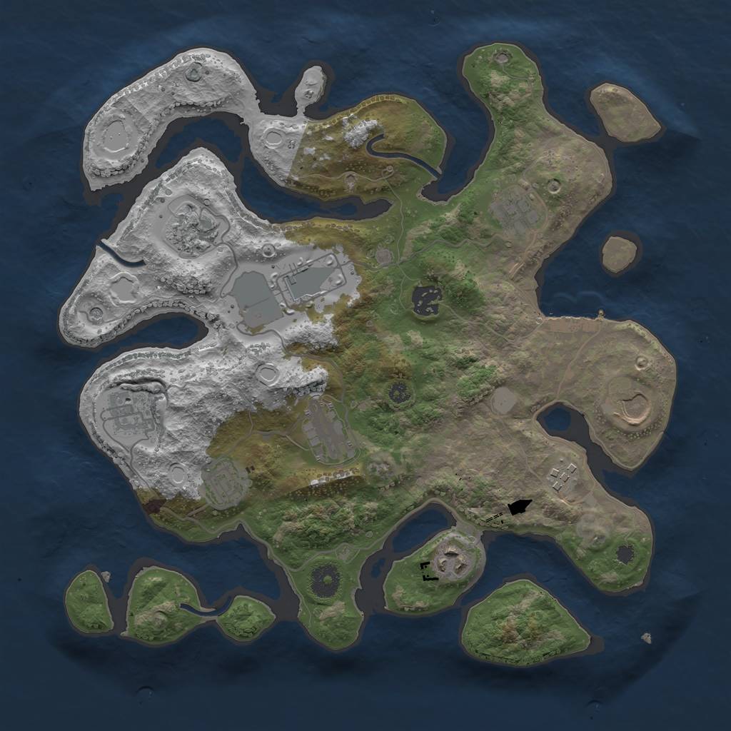 Rust Map: Procedural Map, Size: 3500, Seed: 473577, 17 Monuments