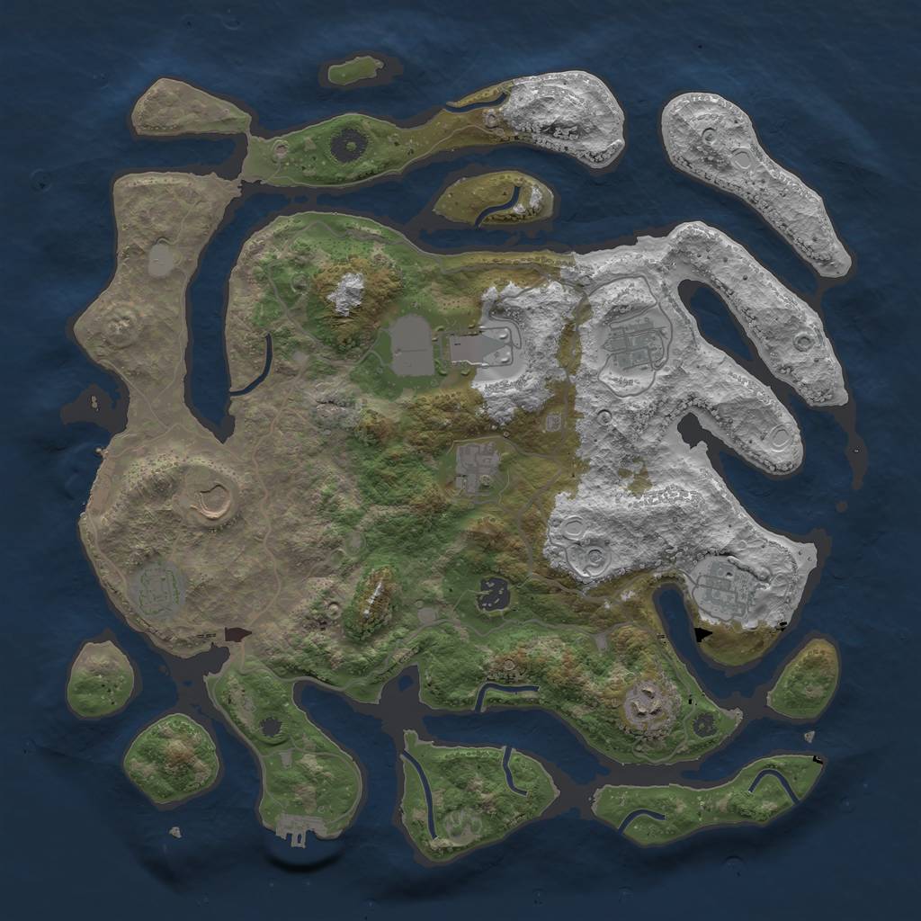 Rust Map: Procedural Map, Size: 4000, Seed: 23423451, 16 Monuments