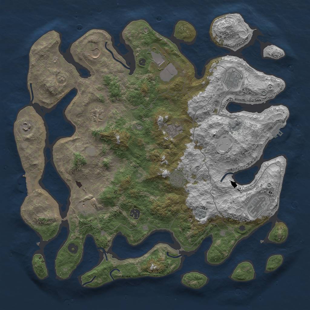 Rust Map: Procedural Map, Size: 4500, Seed: 1587225, 19 Monuments