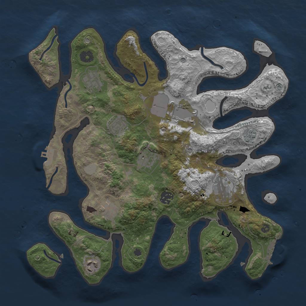 Rust Map: Procedural Map, Size: 3500, Seed: 899208093, 17 Monuments