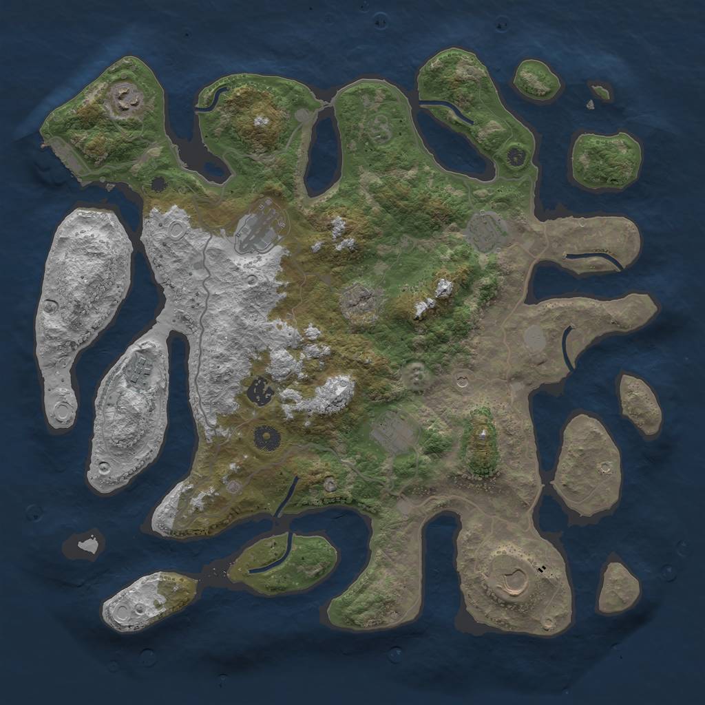 Rust Map: Procedural Map, Size: 4000, Seed: 95932022, 14 Monuments
