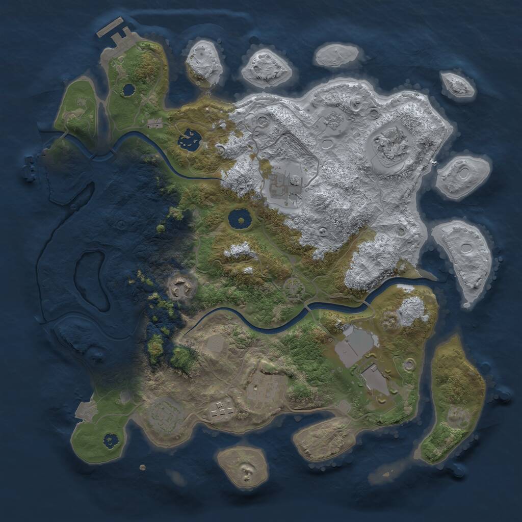 Rust Map: Procedural Map, Size: 3550, Seed: 469339, 14 Monuments