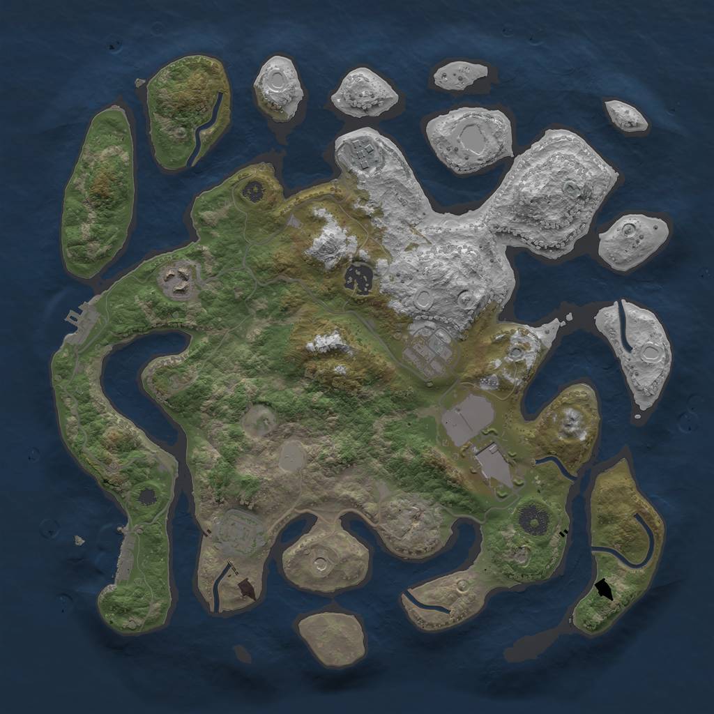 Rust Map: Procedural Map, Size: 3550, Seed: 469339, 14 Monuments