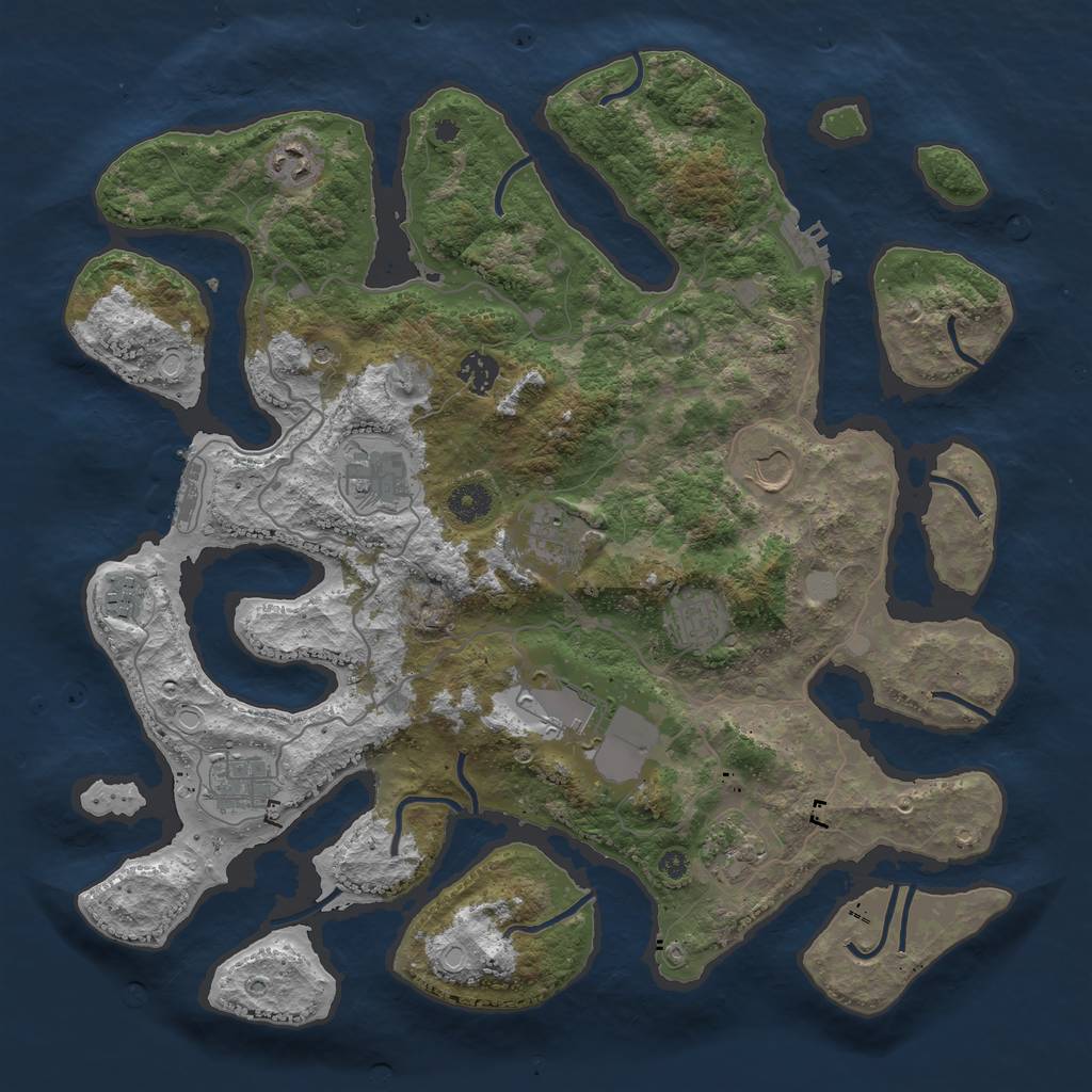 Rust Map: Procedural Map, Size: 4000, Seed: 16821, 18 Monuments