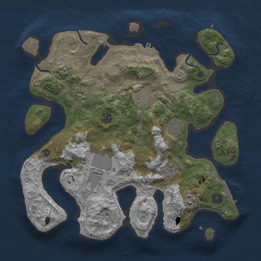 Rust Map: Procedural Map, Size: 3550, Seed: 629831, 16 Monuments