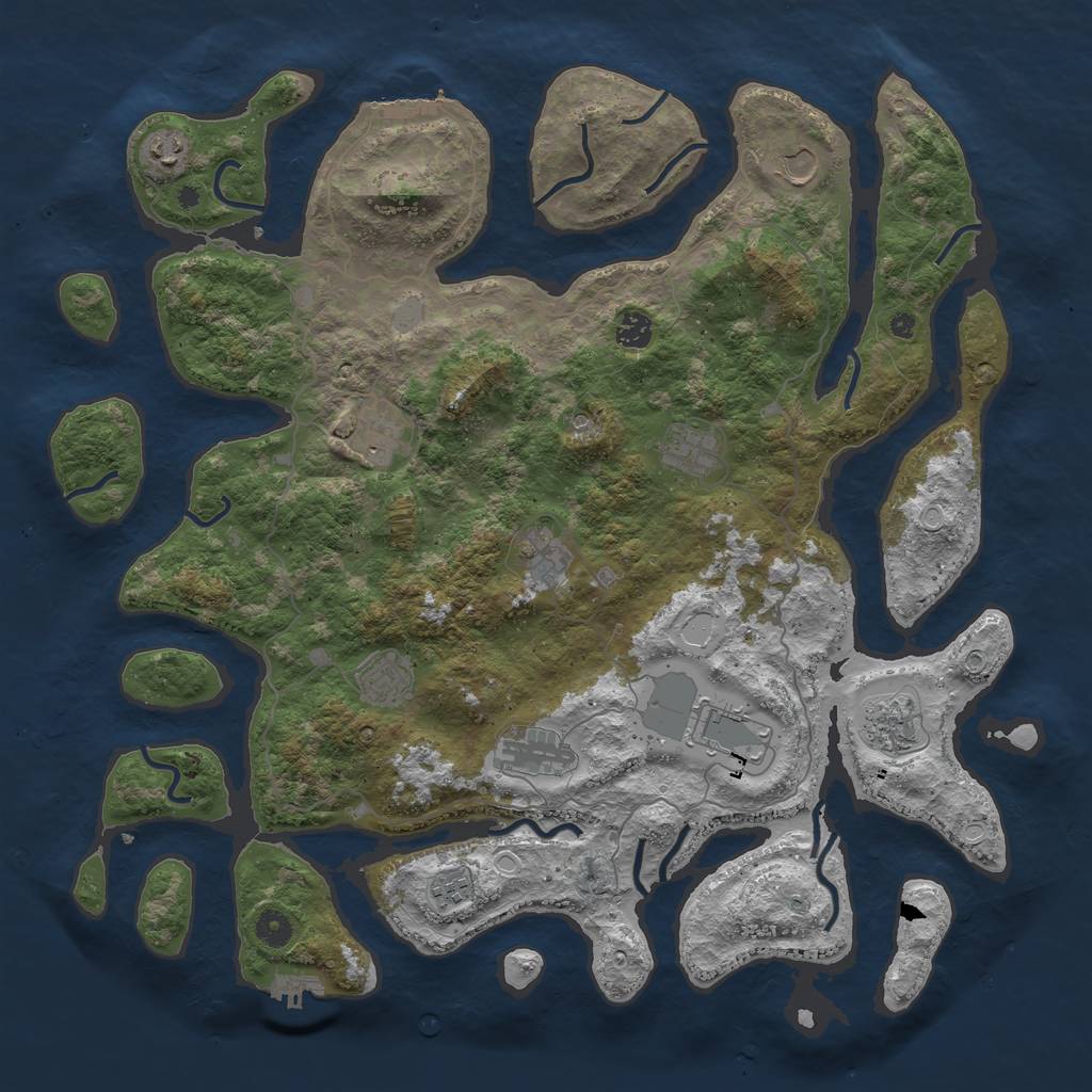 Rust Map: Procedural Map, Size: 4500, Seed: 43927583, 19 Monuments