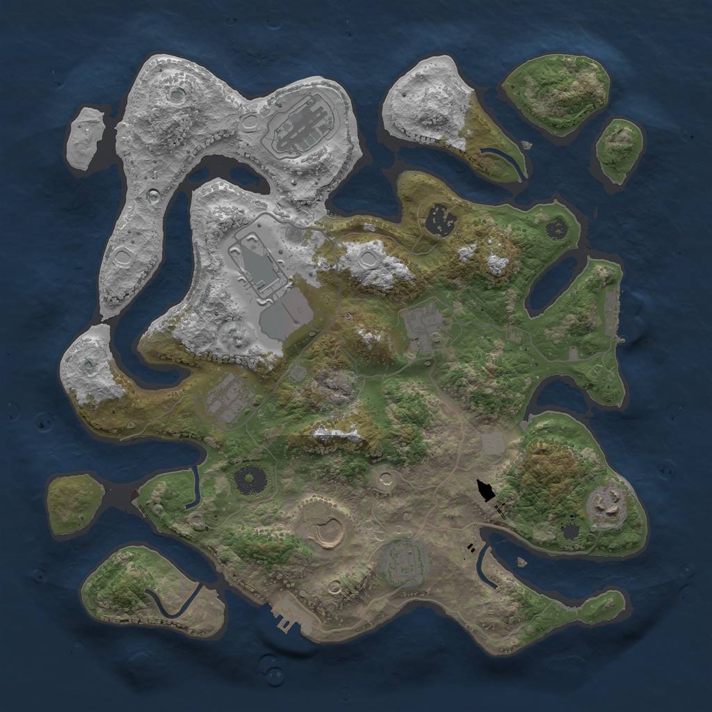 Rust Map: Procedural Map, Size: 3500, Seed: 5050505, 16 Monuments