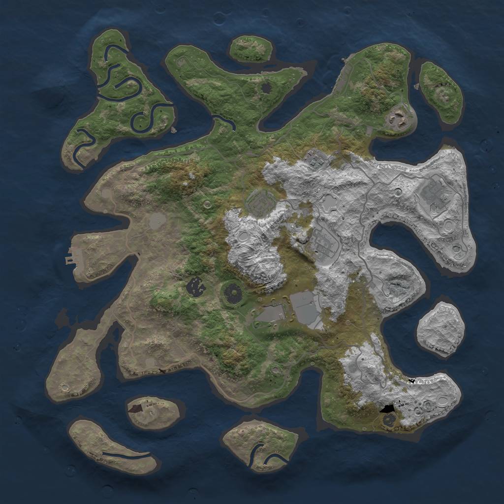 Rust Map: Procedural Map, Size: 4000, Seed: 1221334, 15 Monuments