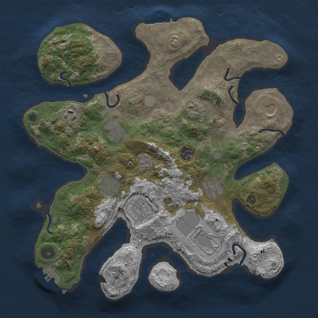 Rust Map: Procedural Map, Size: 3550, Seed: 228168, 17 Monuments