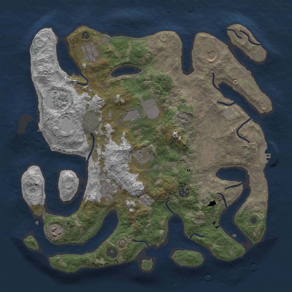 Rust Map: Procedural Map, Size: 3850, Seed: 1283296620, 19 Monuments