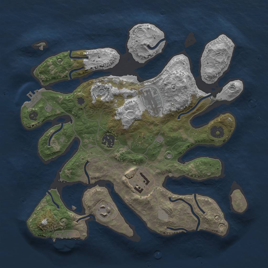 Rust Map: Procedural Map, Size: 3000, Seed: 193009330, 12 Monuments