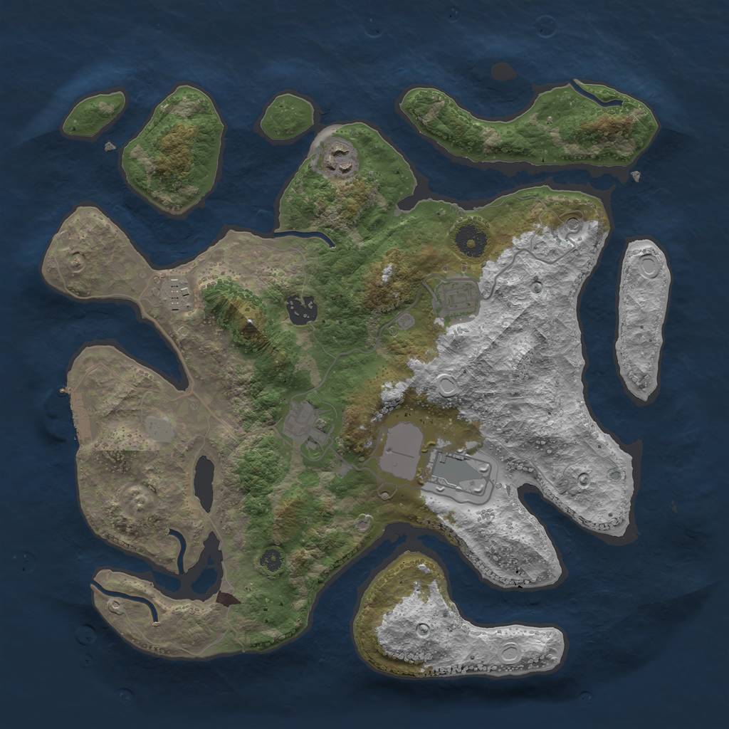 Rust Map: Procedural Map, Size: 3500, Seed: 17755, 13 Monuments