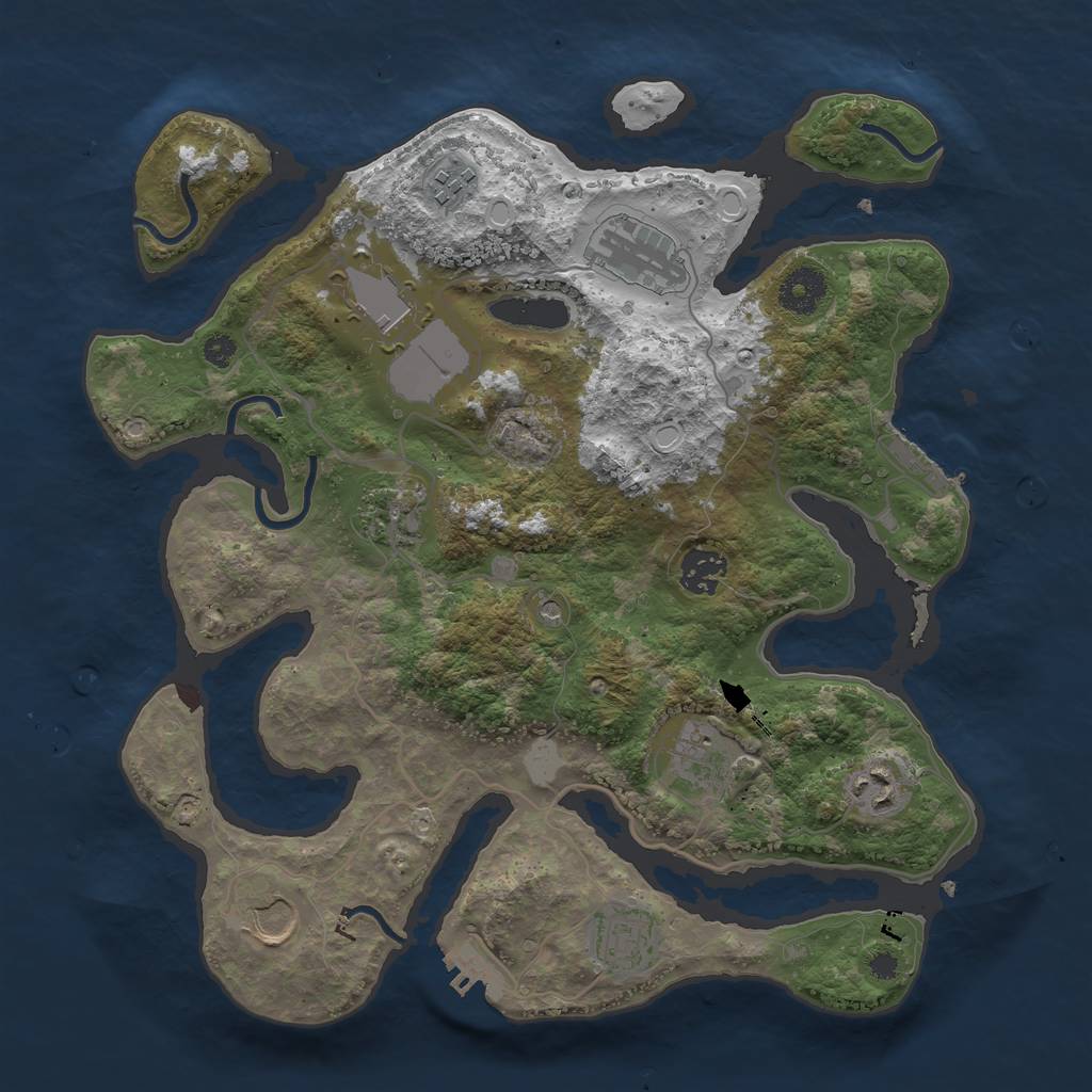 Rust Map: Procedural Map, Size: 3500, Seed: 683193972, 17 Monuments