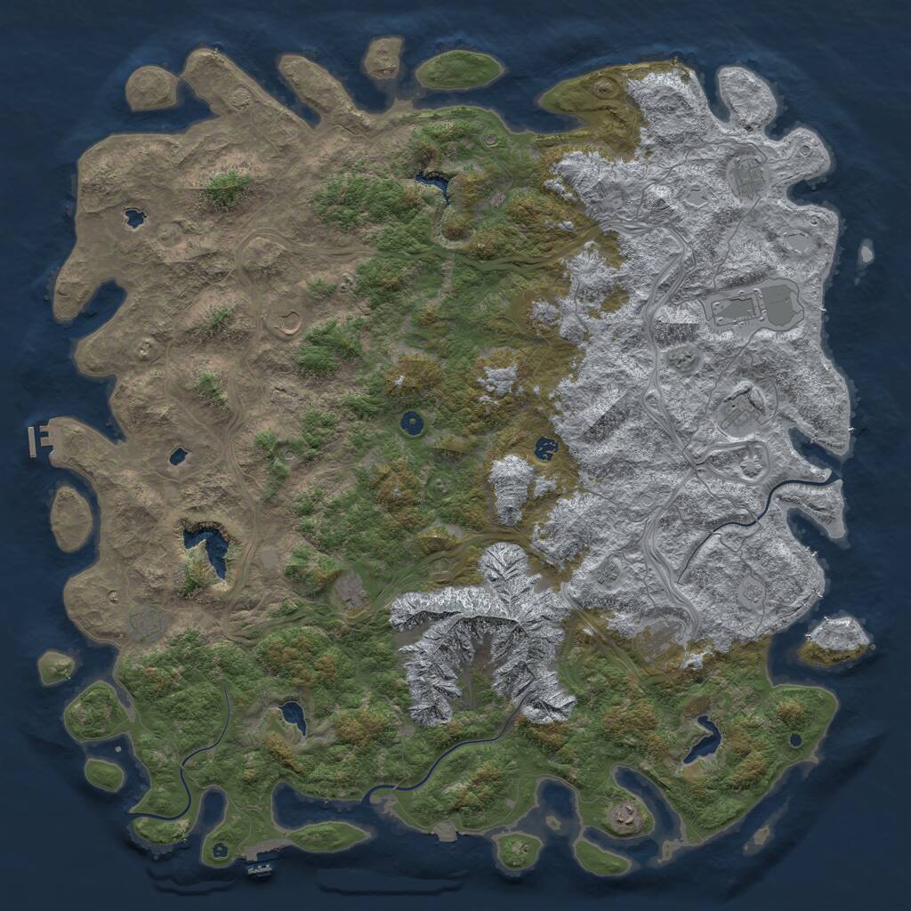 Rust Map: Procedural Map, Size: 6000, Seed: 102568185, 17 Monuments