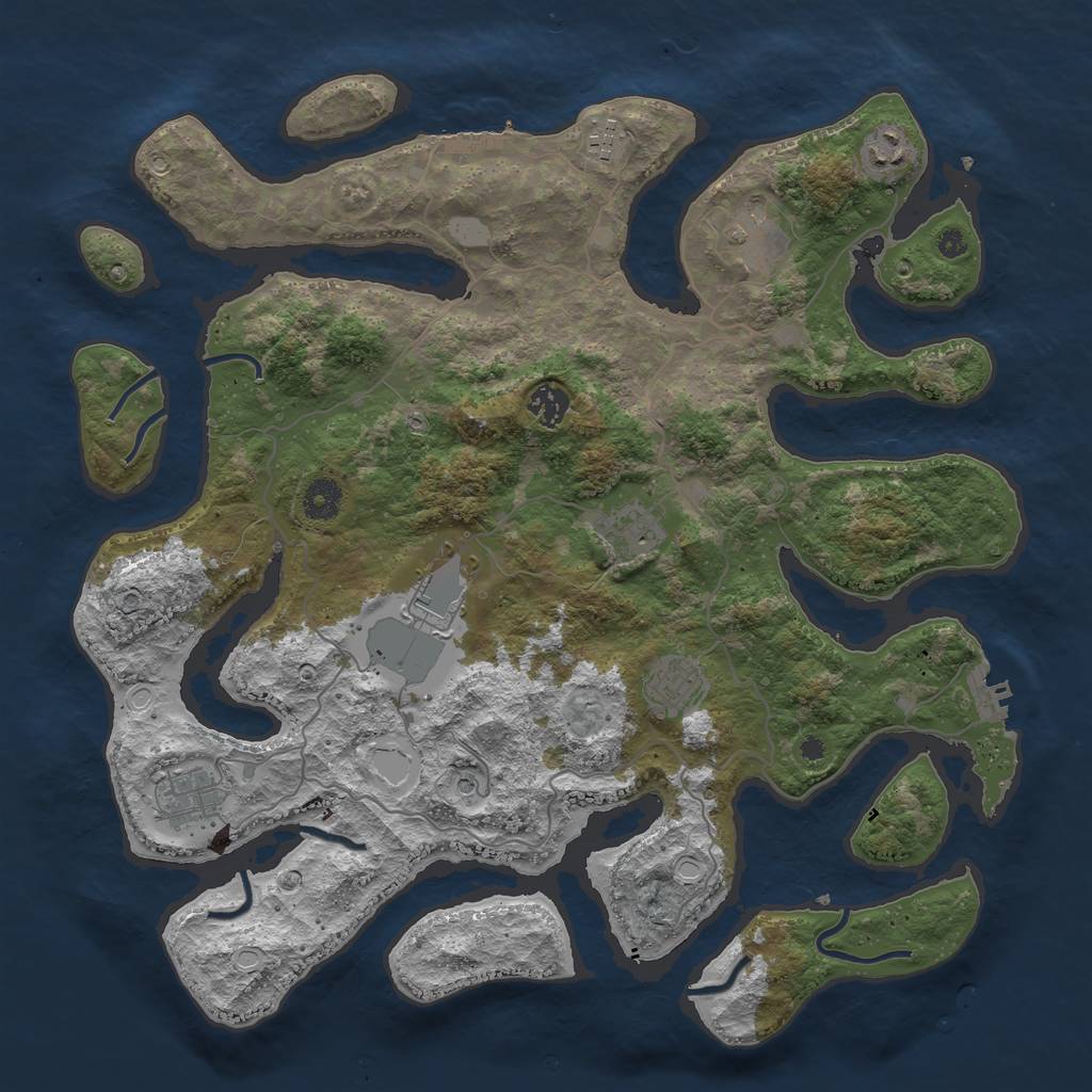 Rust Map: Procedural Map, Size: 4000, Seed: 173800, 16 Monuments