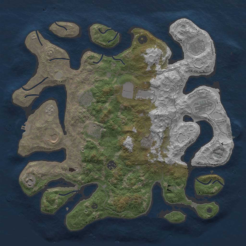 Rust Map: Procedural Map, Size: 4008, Seed: 22011011, 18 Monuments