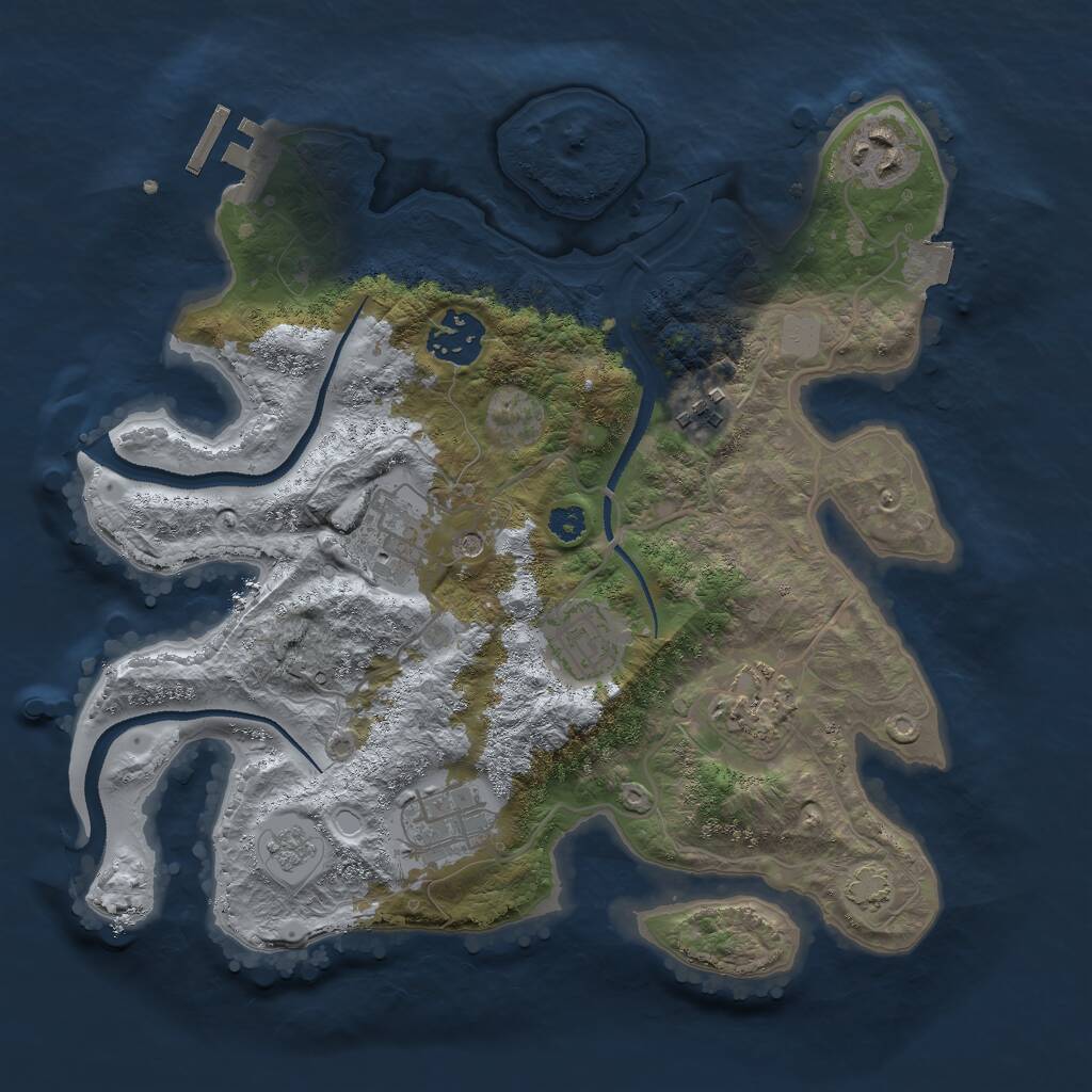 Rust Map: Procedural Map, Size: 3000, Seed: 2345453, 12 Monuments