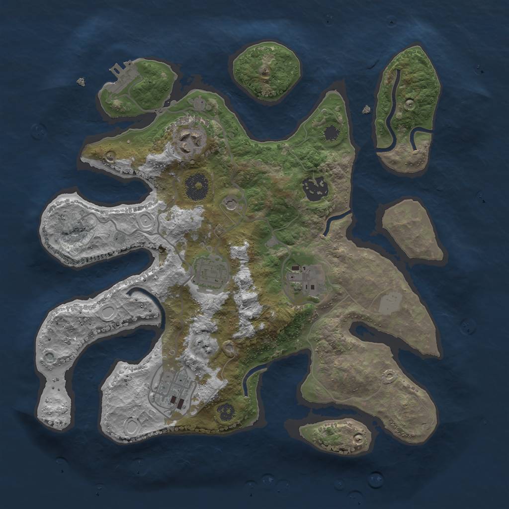 Rust Map: Procedural Map, Size: 3000, Seed: 2345453, 12 Monuments