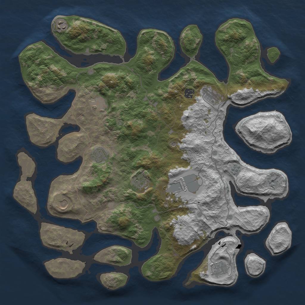 Rust Map: Barren, Size: 4500, Seed: 850956, 13 Monuments