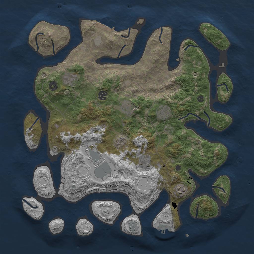 Rust Map: Procedural Map, Size: 4000, Seed: 876670, 16 Monuments