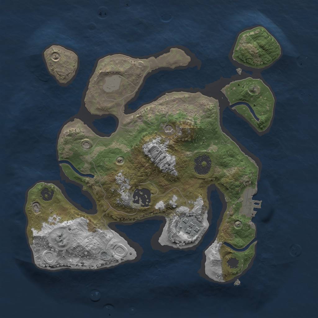 Rust Map: Procedural Map, Size: 2500, Seed: 2068155009, 9 Monuments
