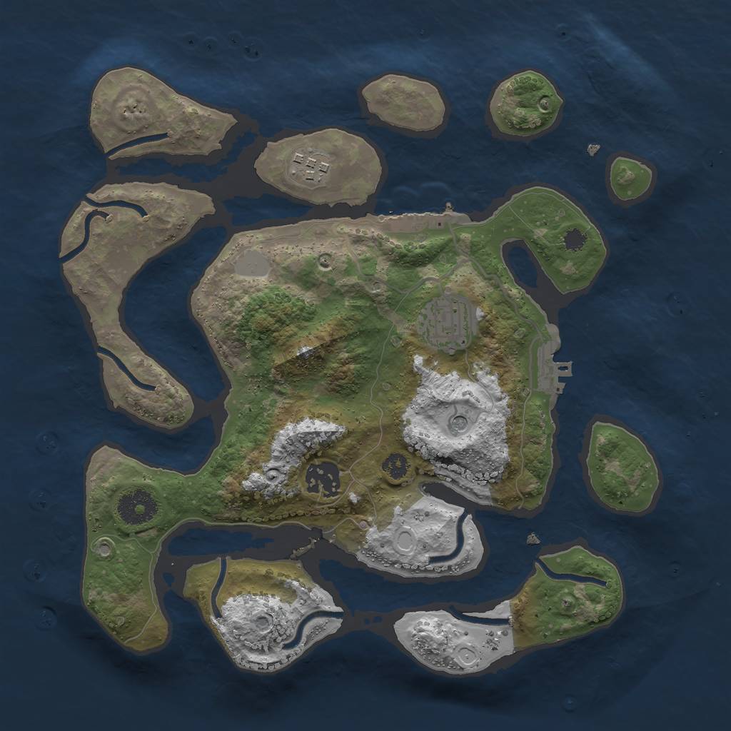 Rust Map: Procedural Map, Size: 3000, Seed: 123414, 11 Monuments