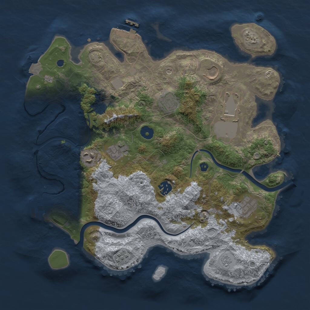 Rust Map: Procedural Map, Size: 3550, Seed: 992573, 14 Monuments