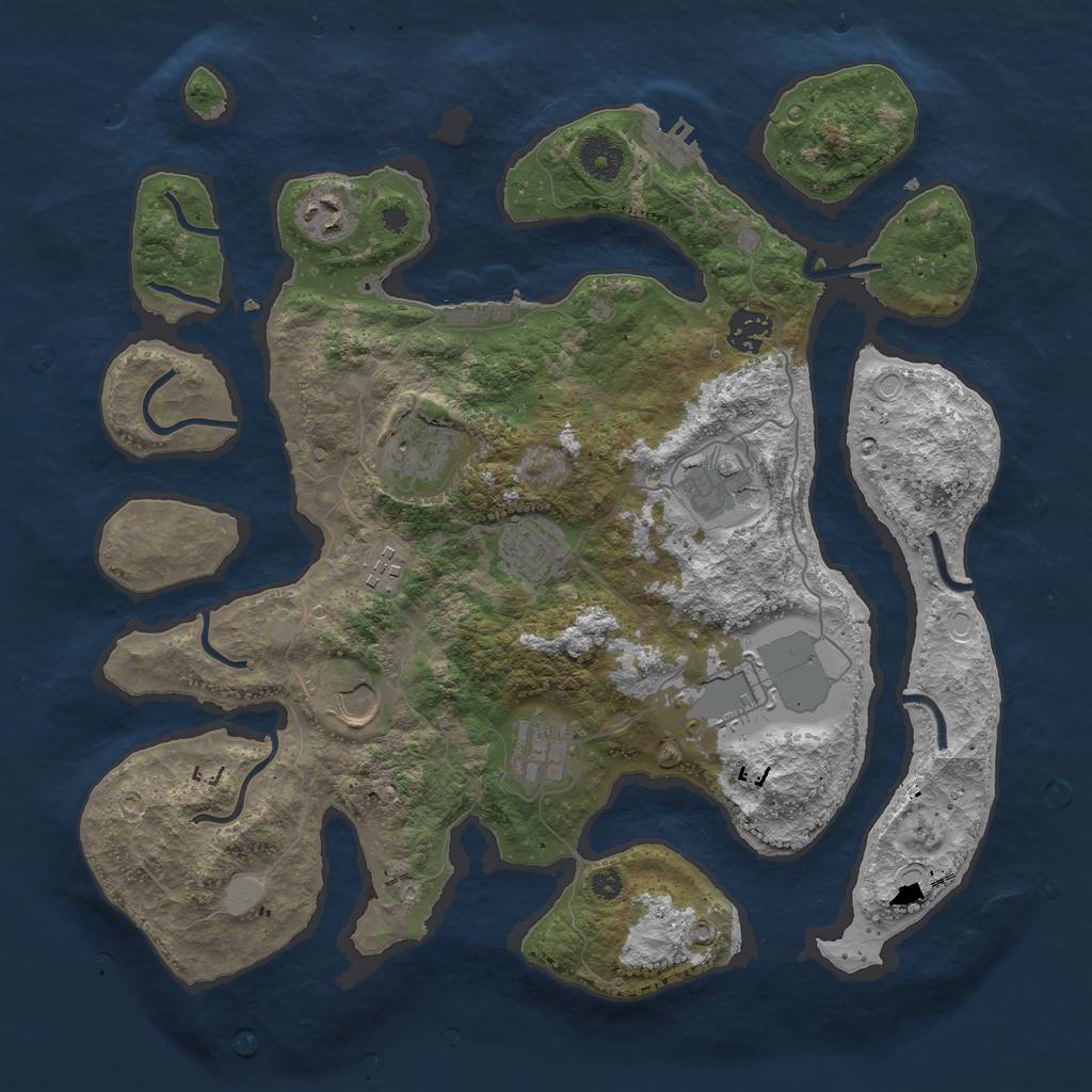 Rust Map: Procedural Map, Size: 3700, Seed: 6542125, 16 Monuments