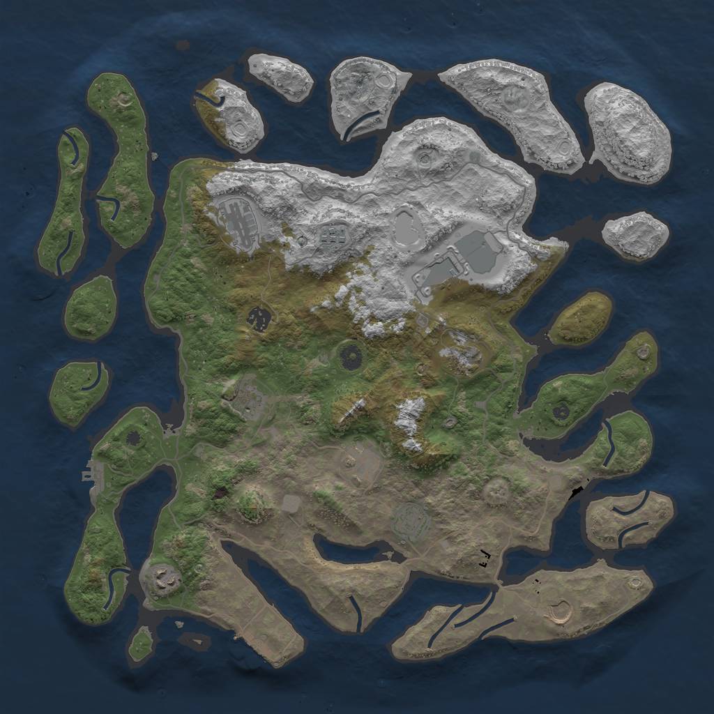 Rust Map: Procedural Map, Size: 4500, Seed: 83003775, 18 Monuments
