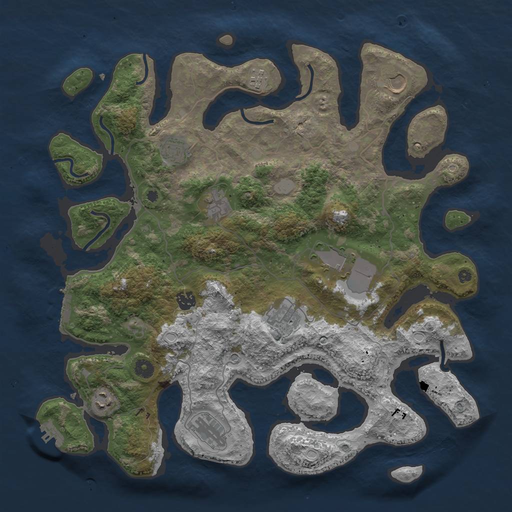 Rust Map: Procedural Map, Size: 4000, Seed: 992070, 17 Monuments