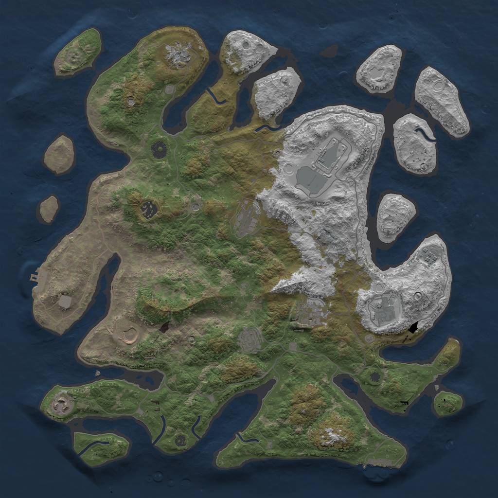 Rust Map: Procedural Map, Size: 4500, Seed: 423889115, 18 Monuments