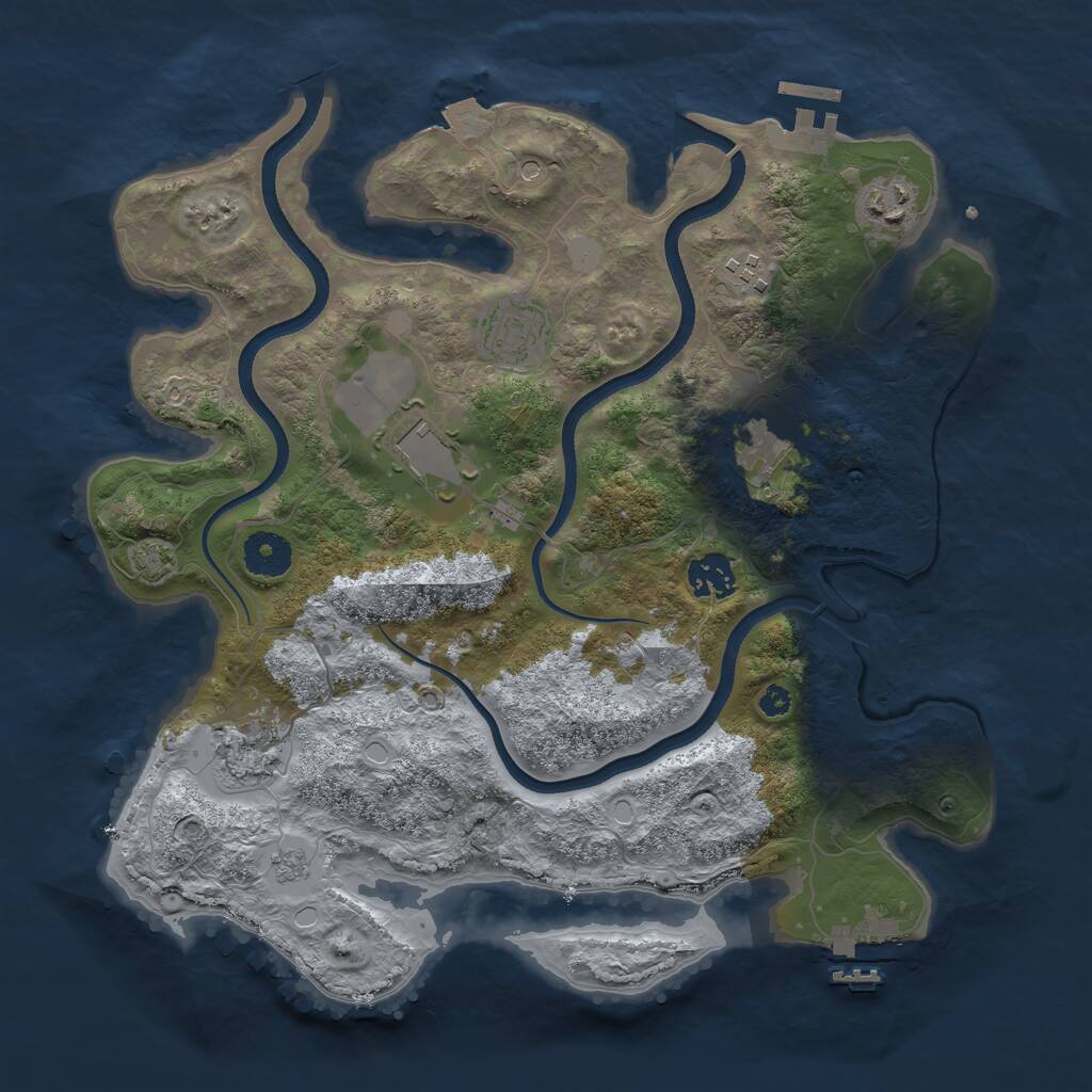 Rust Map: Procedural Map, Size: 3500, Seed: 583186, 13 Monuments