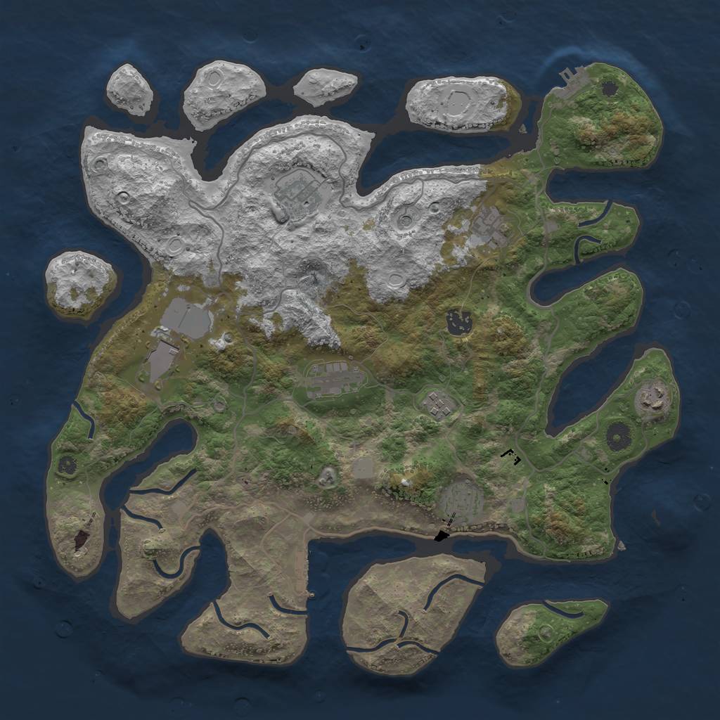 Rust Map: Procedural Map, Size: 4000, Seed: 264532, 16 Monuments