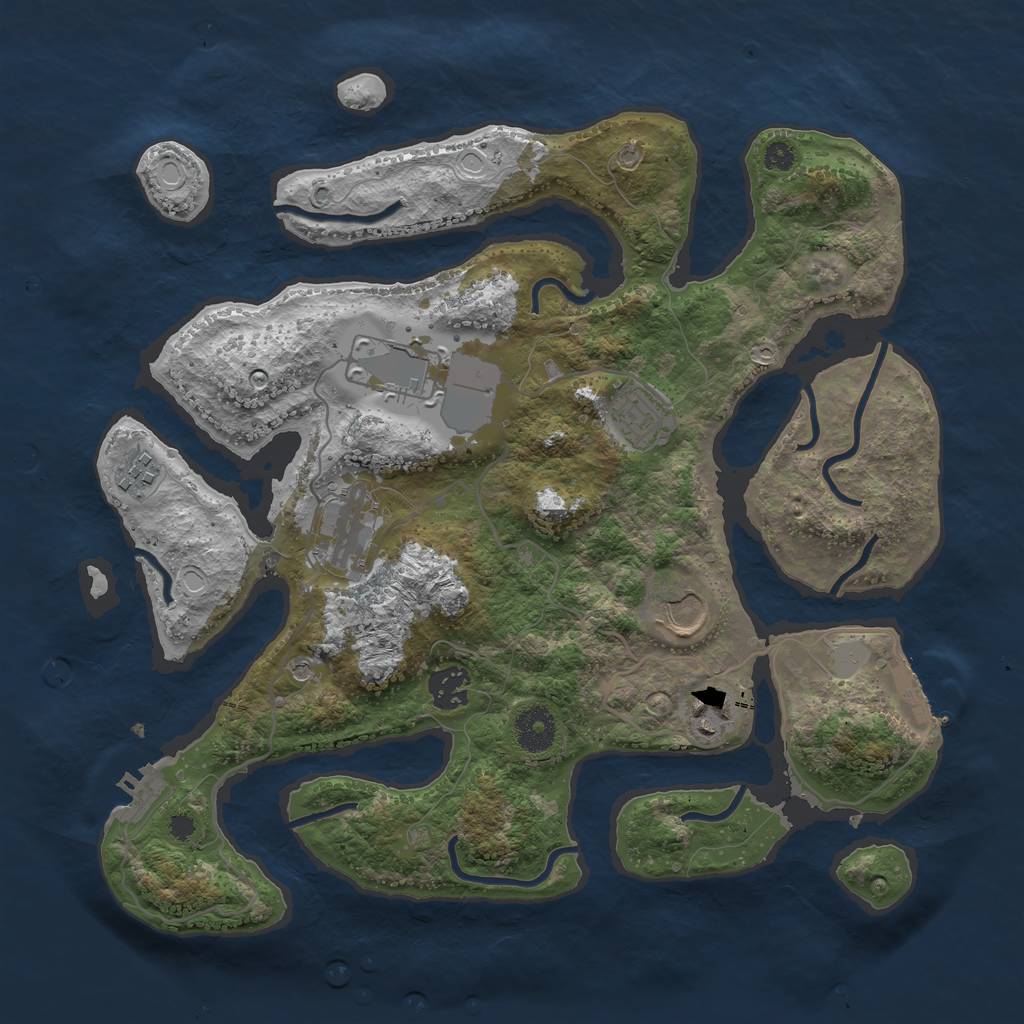Rust Map: Procedural Map, Size: 3550, Seed: 777236, 15 Monuments