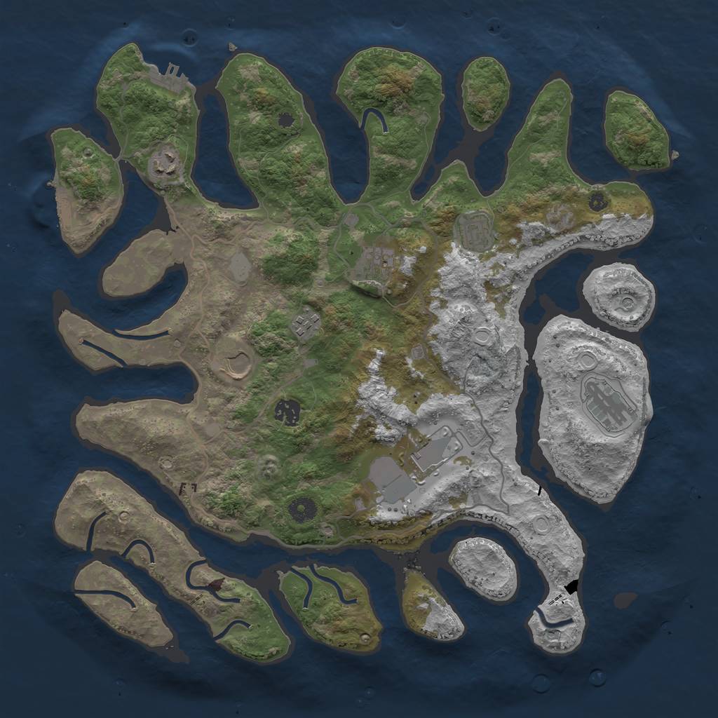 Rust Map: Procedural Map, Size: 4000, Seed: 1131754218, 16 Monuments
