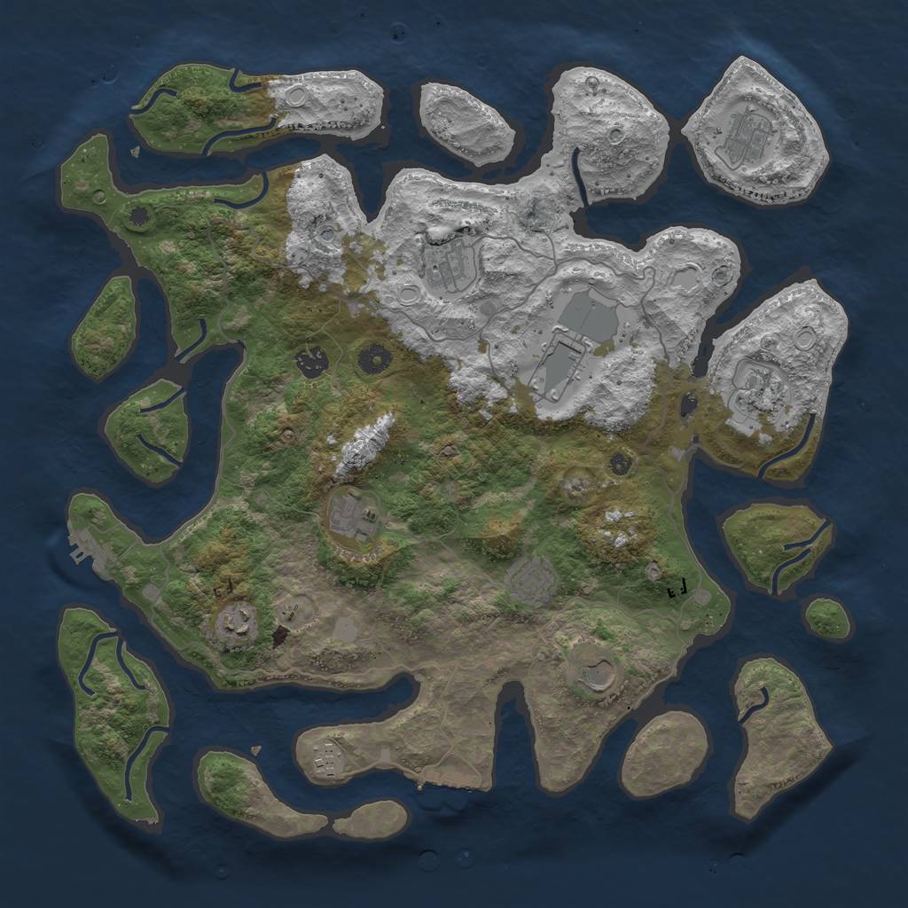 Rust Map: Procedural Map, Size: 4300, Seed: 69, 18 Monuments