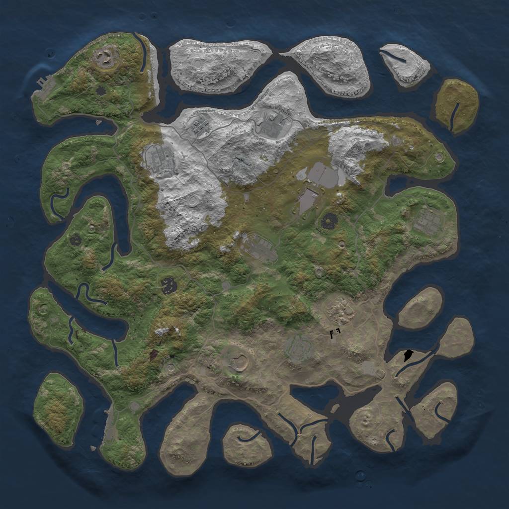 Rust Map: Procedural Map, Size: 4500, Seed: 6281721, 19 Monuments