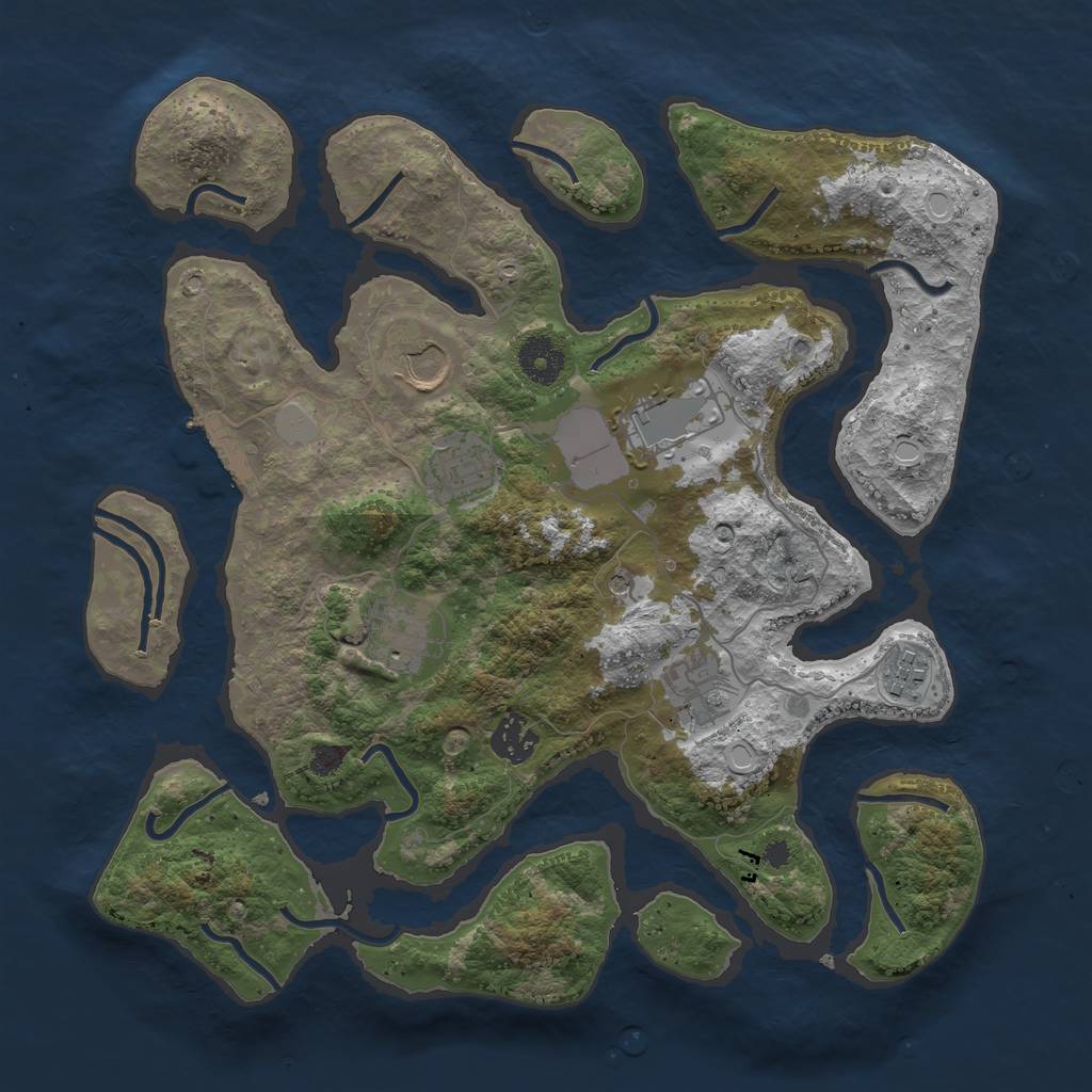 Rust Map: Procedural Map, Size: 3500, Seed: 810736431, 14 Monuments