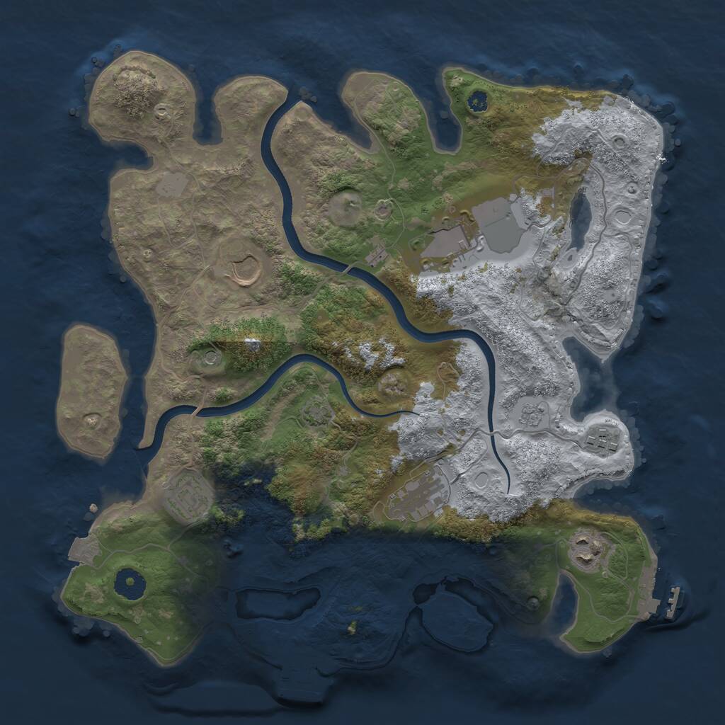 Rust Map: Procedural Map, Size: 3500, Seed: 810736431, 12 Monuments
