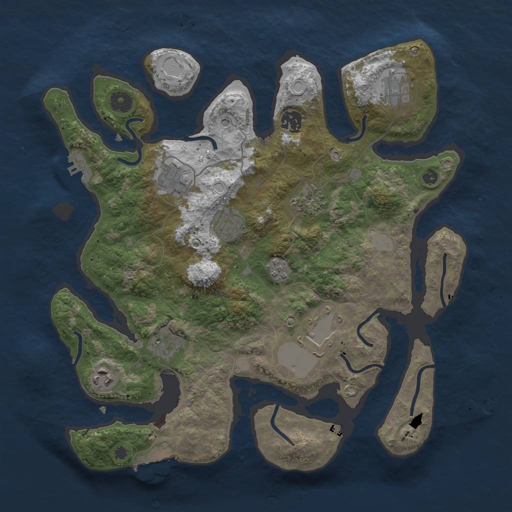 Rust Map: Procedural Map, Size: 3550, Seed: 736311, 17 Monuments
