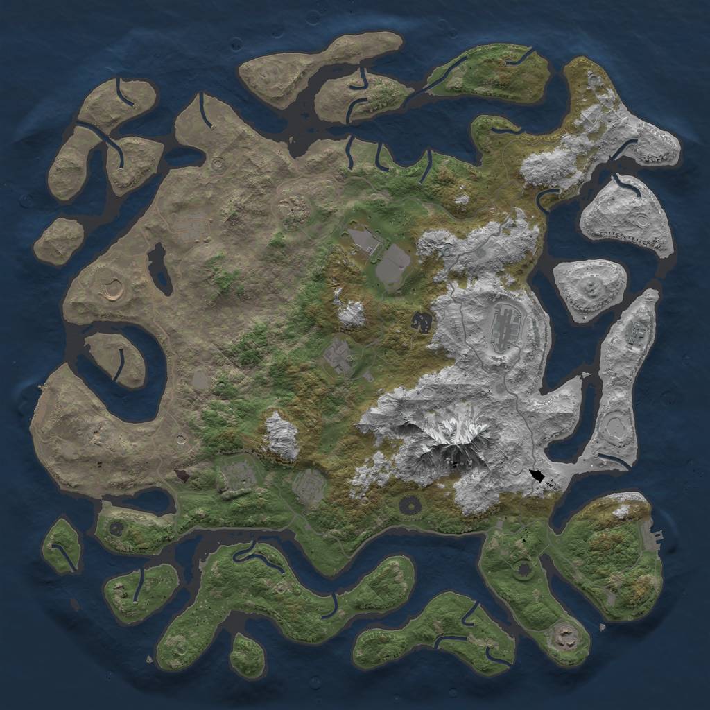 Rust Map: Procedural Map, Size: 5000, Seed: 33975, 19 Monuments