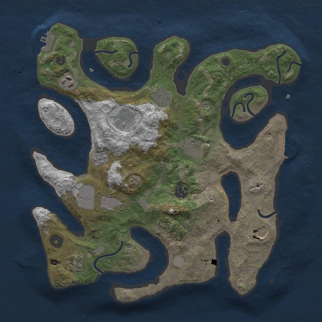 Rust Map: Procedural Map, Size: 3550, Seed: 895104, 17 Monuments