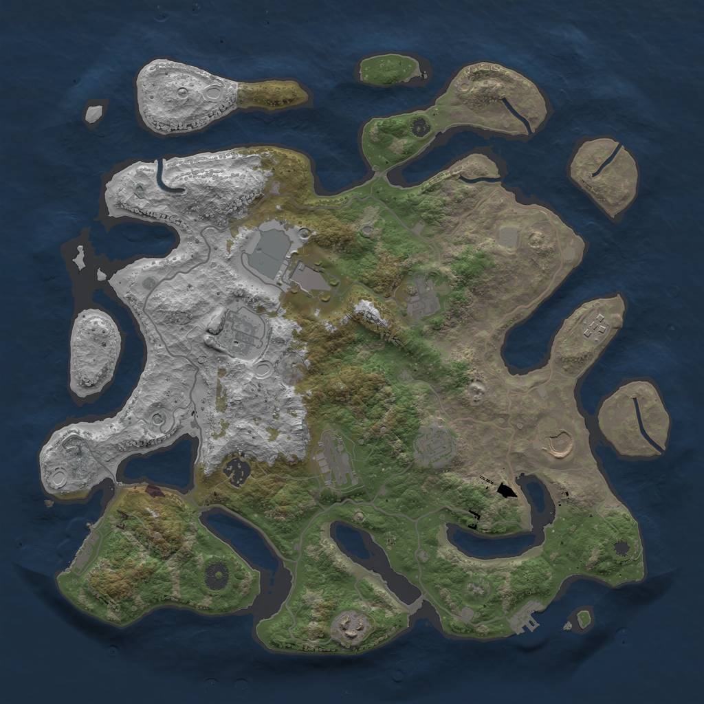 Rust Map: Procedural Map, Size: 4000, Seed: 378643, 17 Monuments