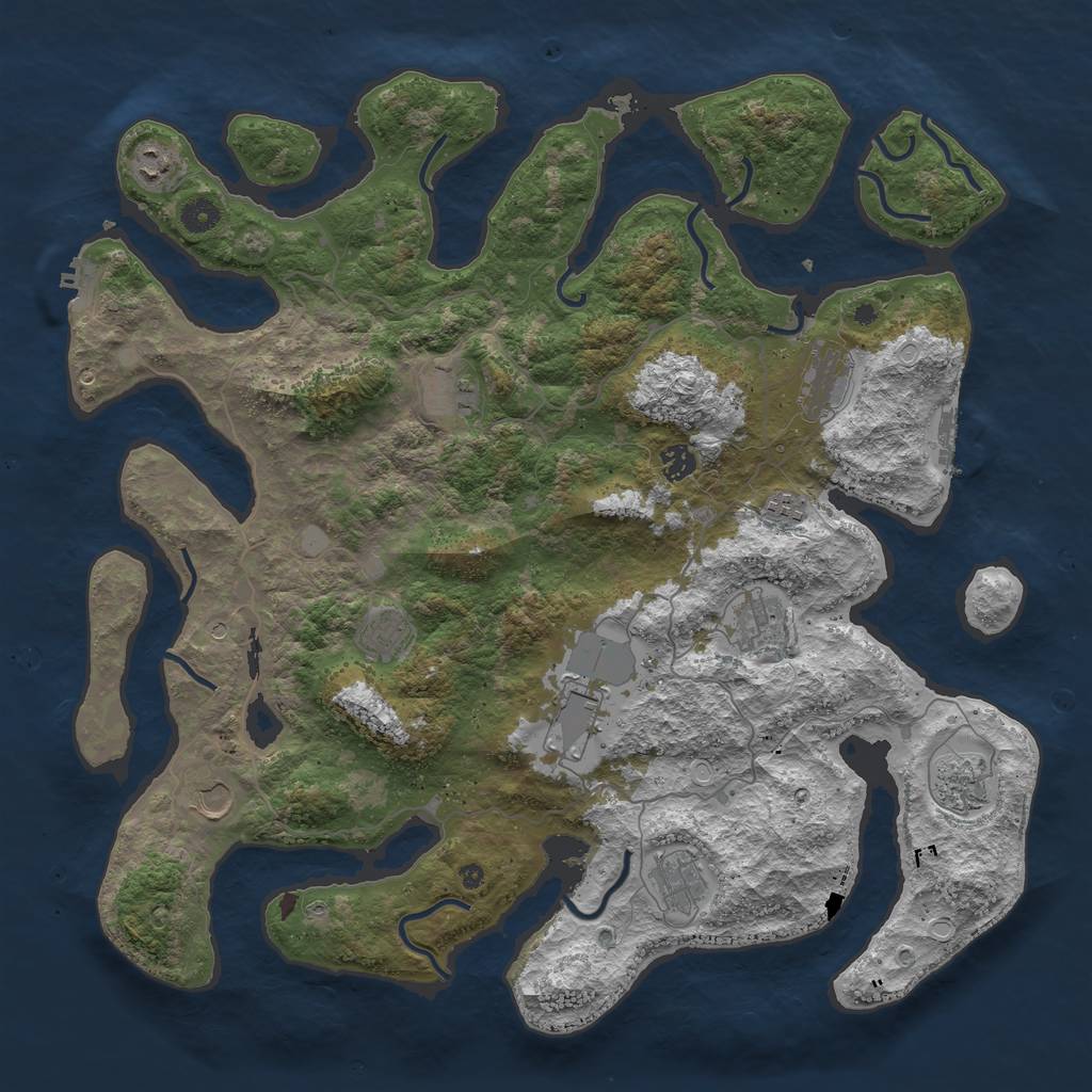 Rust Map: Procedural Map, Size: 4500, Seed: 1709357413, 19 Monuments