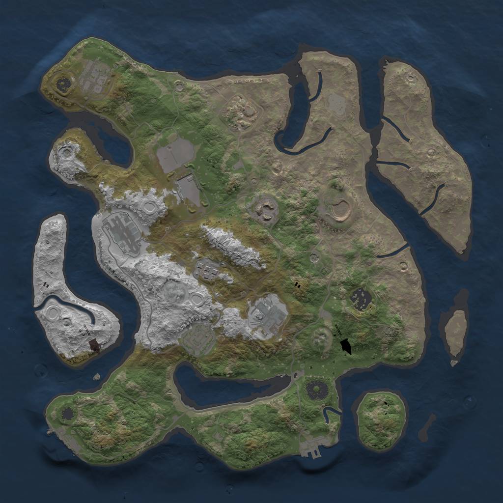 Rust Map: Procedural Map, Size: 3550, Seed: 581725, 18 Monuments