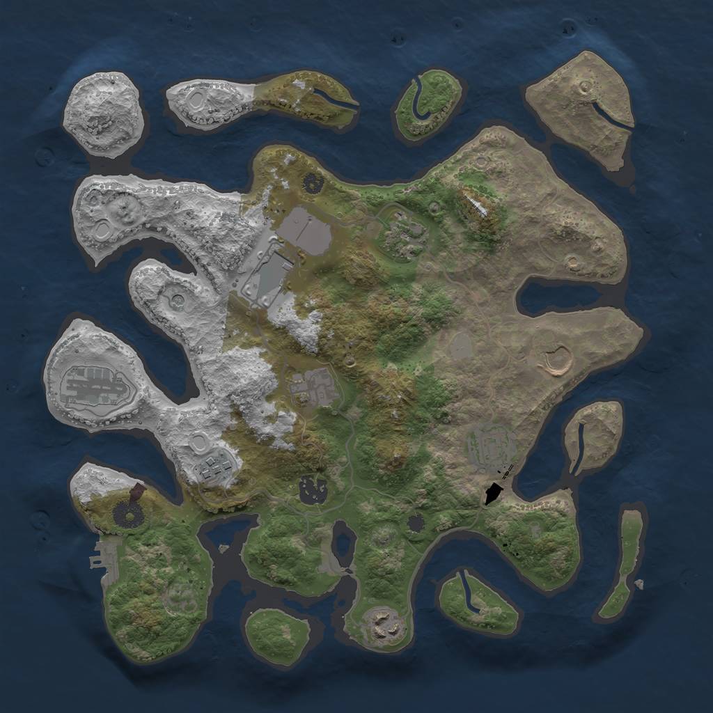 Rust Map: Procedural Map, Size: 3550, Seed: 298399, 16 Monuments