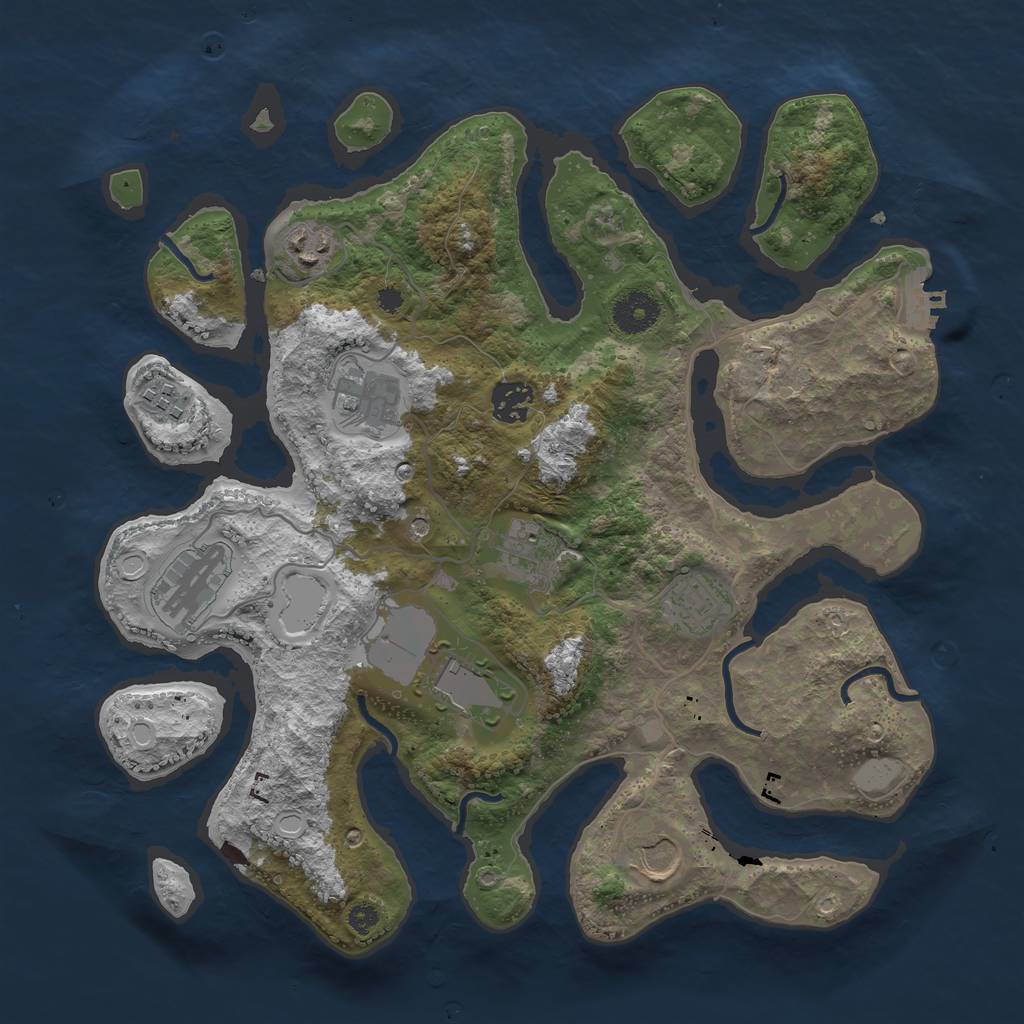 Rust Map: Procedural Map, Size: 3550, Seed: 658518, 16 Monuments
