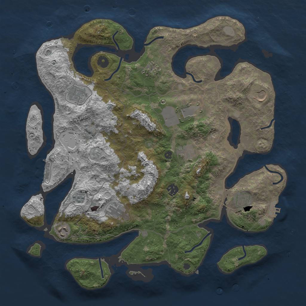 Rust Map: Procedural Map, Size: 4000, Seed: 477192179, 18 Monuments